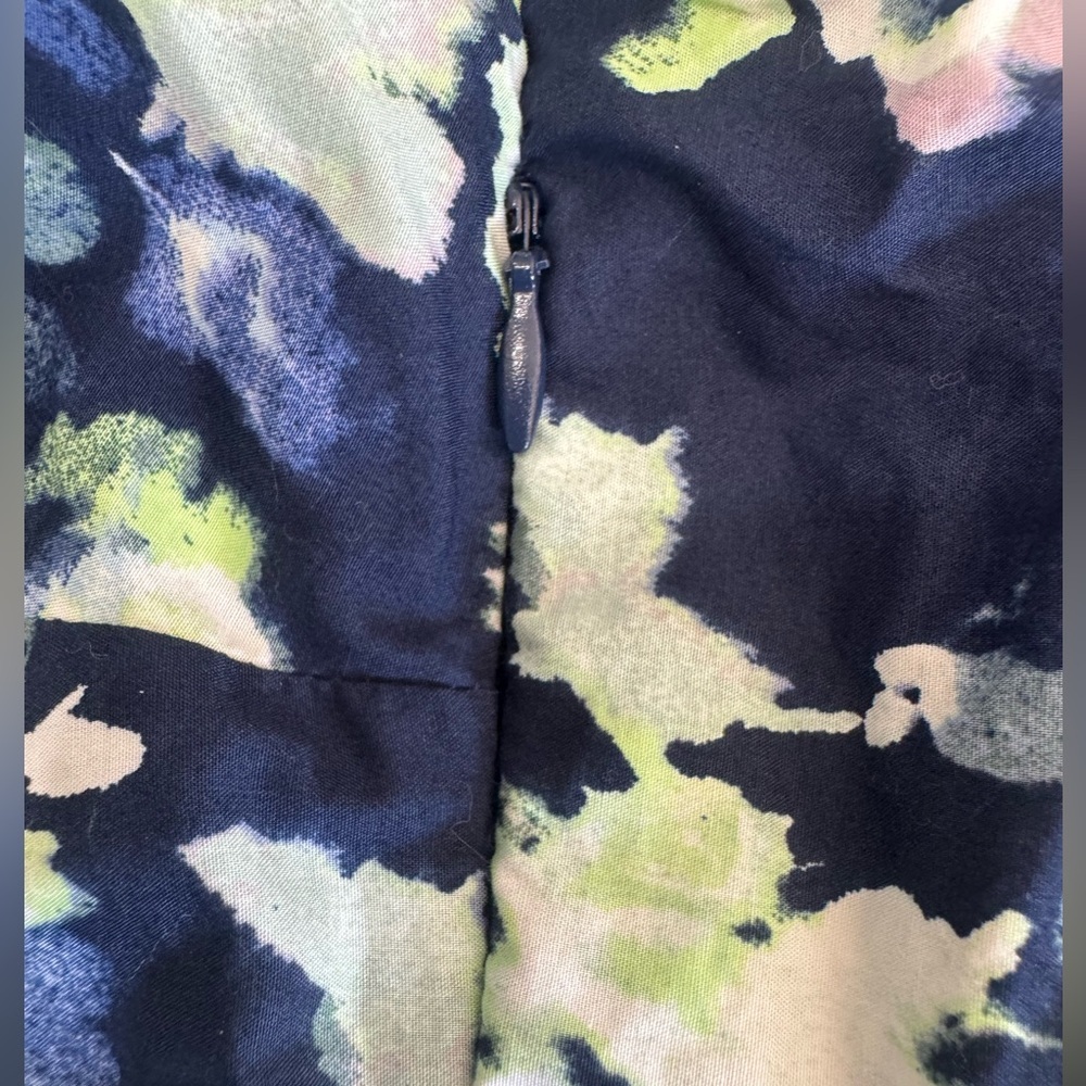 Floral Midi Dress Navy Green Tie Waist Pockets Short Sleeve 1X - Picture 6 of 8